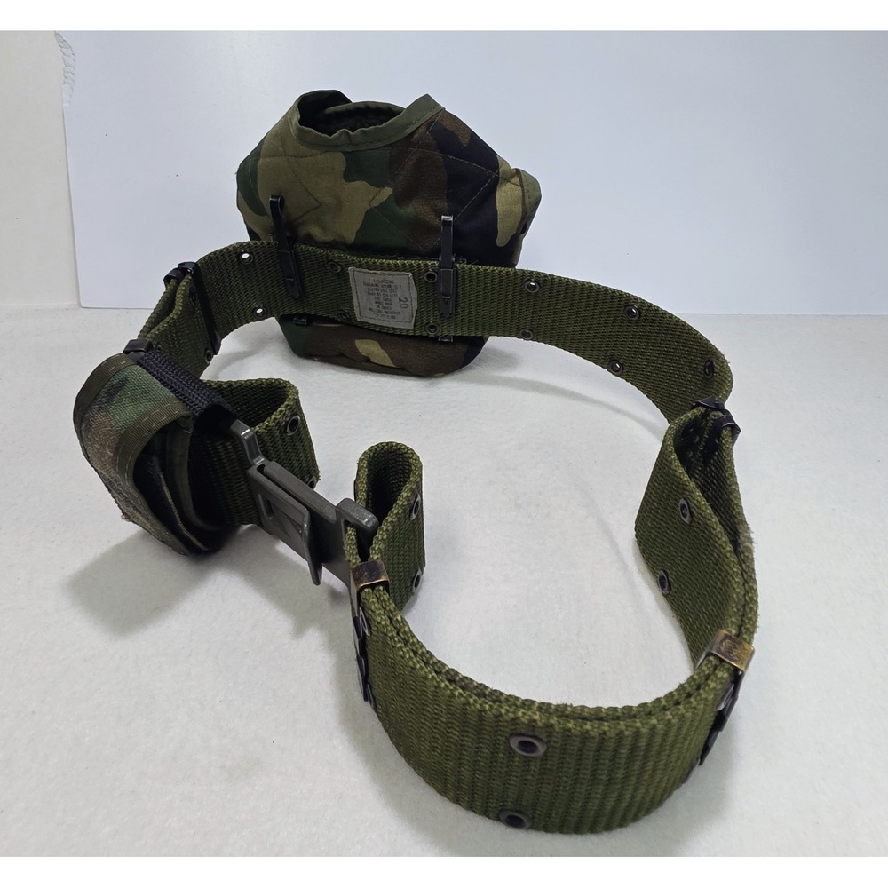 US Military Army Web Belt Canteen Pouch Additional Alice Clips Camoflauge